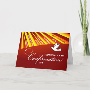 Carte De Remerciements Cadeau de Remerciement Confirmation Or et Rayons R