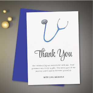 Carte De Remerciements Cadeau de retraite pour stéthoscope minimaliste