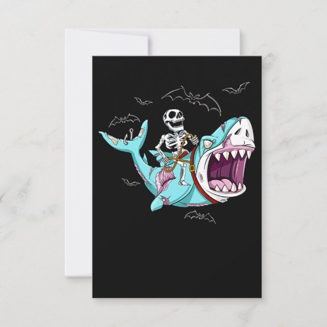 Carte De Remerciements Cadeau drôle d'Halloween Requin Zombie chevauchant (Devant)