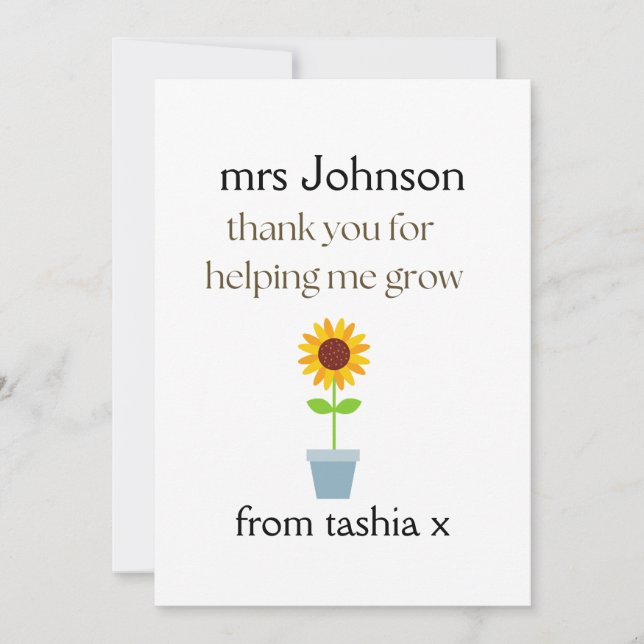 Carte De Remerciements Cadeau enseignant personnalisé, Cadeau enseignant, (Devant)