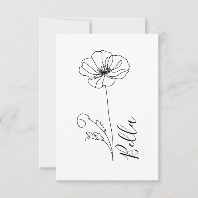 Carte De Remerciements Cadeau personnalisé de fleur de naissance du mois  (Devant)