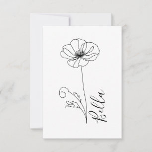 Carte De Remerciements Cadeau personnalisé de fleur de naissance du mois 