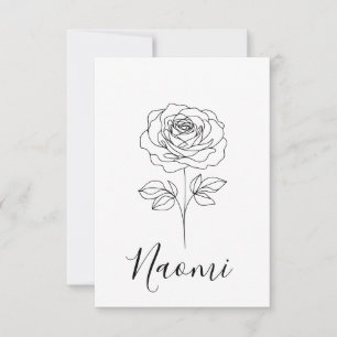 Carte De Remerciements Cadeau personnalisé de juin Rose de naissance pour
