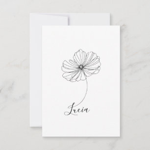 Carte De Remerciements Cadeau personnalisé Octobre Cosmos Fleur de naissa