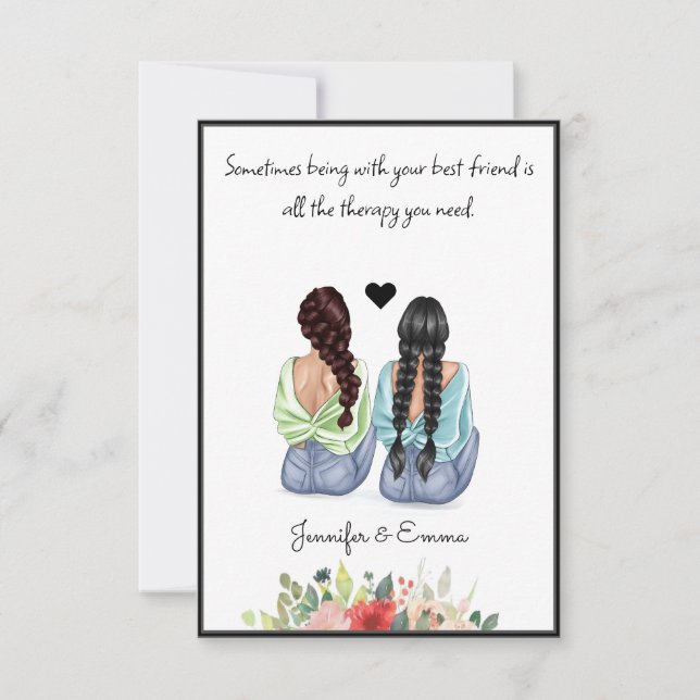 Carte De Remerciements cadeau personnalisé pour votre meilleure amie - aj (Devant)