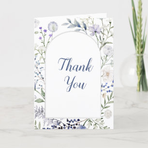 Carte De Remerciements Cadre de fleur sauvage bleue à l'aquarelle