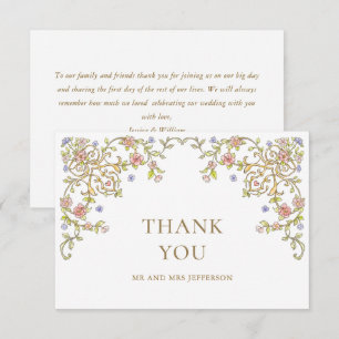 Carte De Remerciements Cadre de mariage floral élégant d'époque victorien