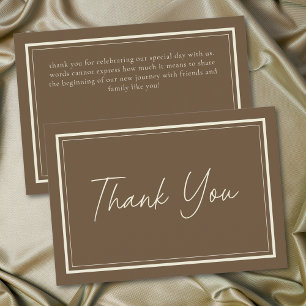 Carte De Remerciements Cadre de mariage minimaliste marron cacao