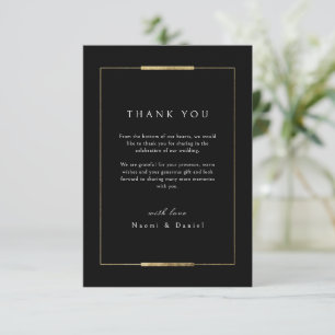 Carte De Remerciements Cadre Elegance Noir Simple Moderne Classique Maria