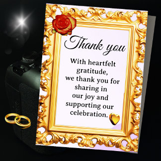 Carte De Remerciements Cadre élégant en or pour anniversaire de mariage