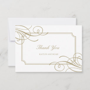 Carte De Remerciements Cadre et détails Gold Classic Mariage de luxe