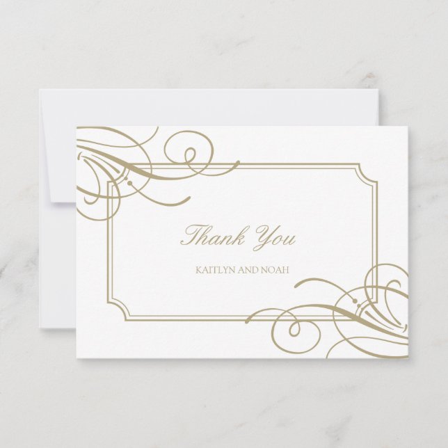 Carte De Remerciements Cadre et détails Gold Classic Mariage de luxe (Devant)