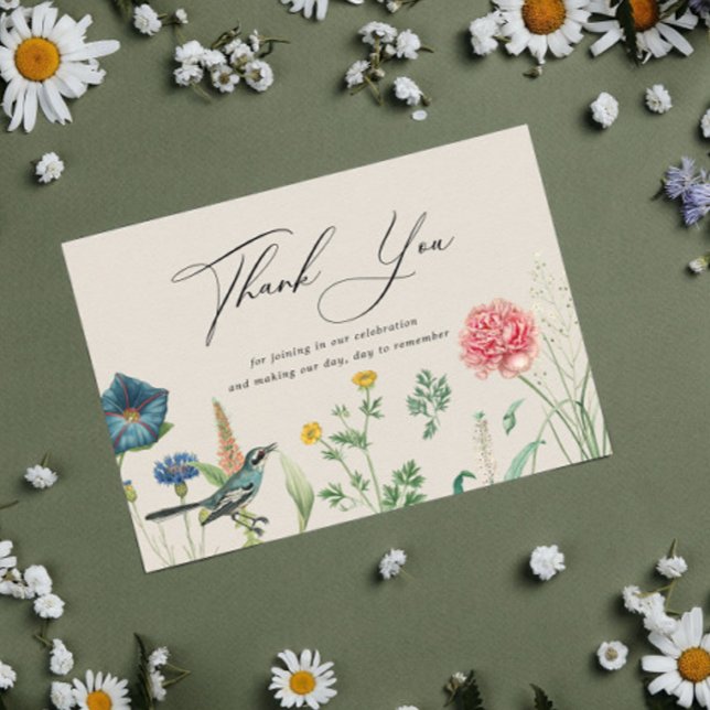 Carte De Remerciements Cadre Fleur sauvage Secret Garden (Créateur téléchargé)