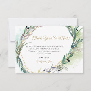 Carte De Remerciements Cadre géométrique en feuille d'or olive/votre phot