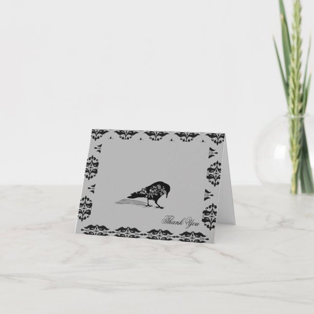 Carte De Remerciements Cadre gothique Black Raven Mariage Remerciements (Devant)