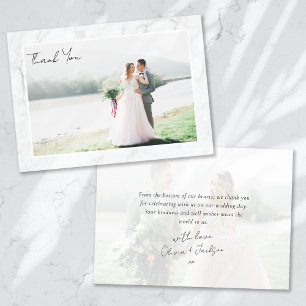 Carte De Remerciements Cadre photo de mariage en marbre