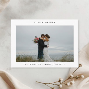 Carte De Remerciements Cadre photo de mariage minimaliste moderne blanc