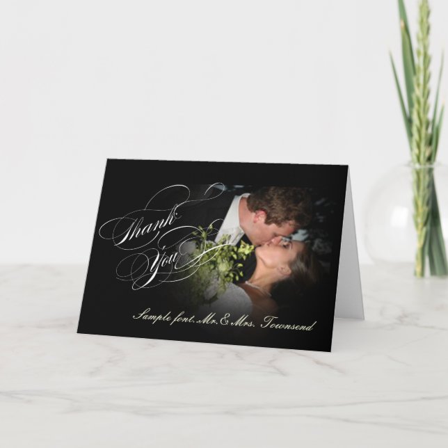 Carte De Remerciements Cadre photo Noir+Blanc PixDezine/texte DIY (Devant)