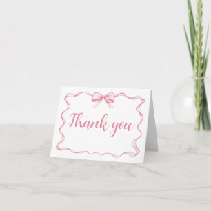 Carte De Remerciements Cadre ruban à nœud rose aquarelle