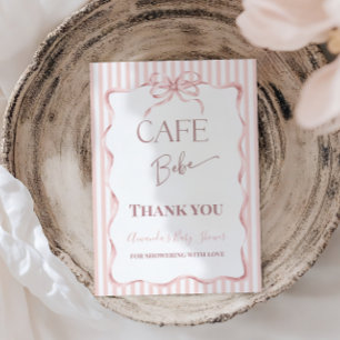 Carte De Remerciements Cafe Bebe Fille Café Rose Rétro Baby Shower