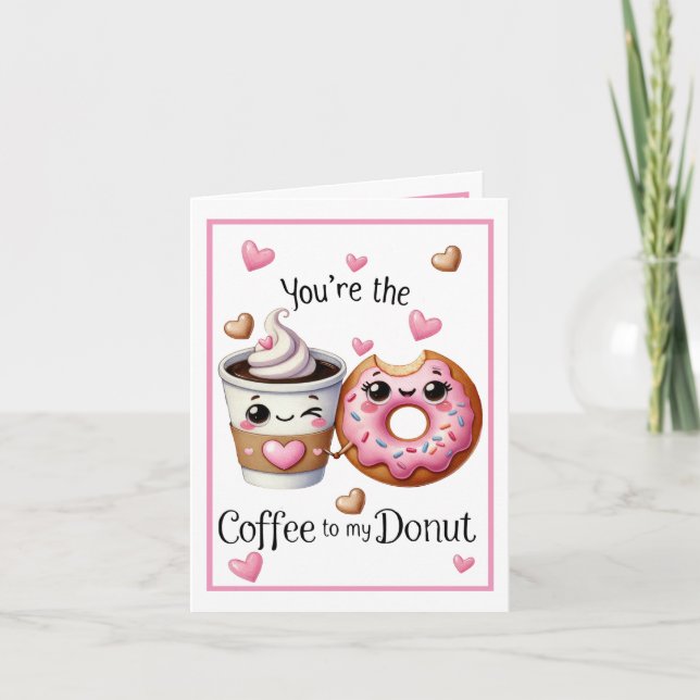 Carte De Remerciements Cafe et Donuts Mignons Kawaii (Devant)