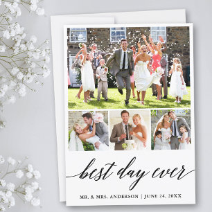 Carte De Remerciements Calligraphie 4 photo Meilleur jour jamais Mariage