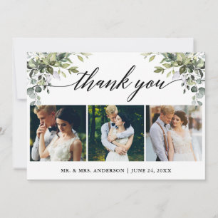 Carte De Remerciements Calligraphie Aquarelle Verdure Mariage 3 Photo