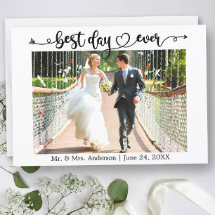Carte De Remerciements Calligraphie Coeur Meilleur Jour Jamais Photo Mari