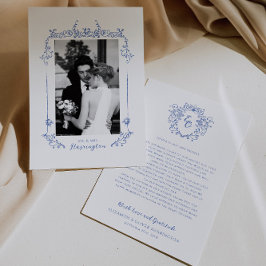 Carte De Remerciements Calligraphie de mariage vintage chinoiserie