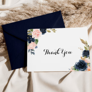 Carte De Remerciements Calligraphie Elégant hiver Floral Mariage plat