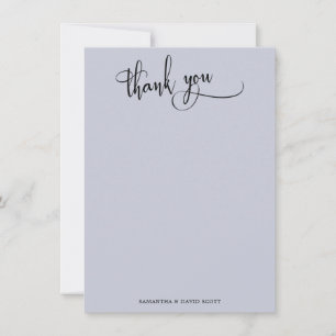 Carte De Remerciements Calligraphie élégante simple bleu poussiéreux Merc
