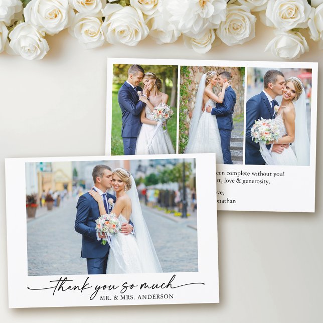 Carte De Remerciements Calligraphie encre stylo Love 4 Mariage photo (Customize to change your personalized text size or text style.)