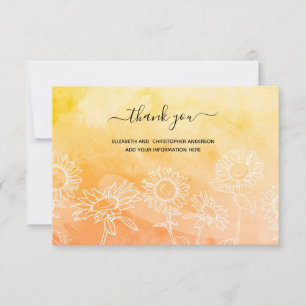 Carte De Remerciements Calligraphie florale jaune orange blanche Élégante