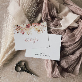 Carte De Remerciements Calligraphie Graceful Floral Mariage plat