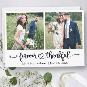 Carte De Remerciements Calligraphie Heart Forever Thankful 2 Mariage phot