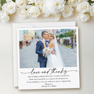 Carte De Remerciements Calligraphie Ink Pen Love Mariage Photo Carré
