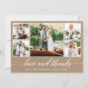 Carte De Remerciements Calligraphie Mariage Kraft Love Thanks 5 Photo