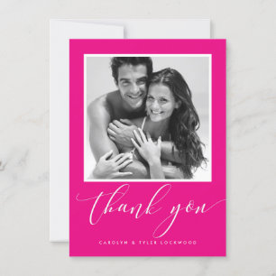 Carte De Remerciements calligraphie MARIAGE-MERCI rose vif