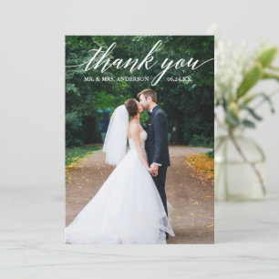 Carte De Remerciements Calligraphie Mariage Photo Elegant