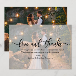 Carte De Remerciements Calligraphie Mariage photo Overlay Love Thanks Car
