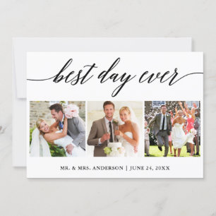Carte De Remerciements Calligraphie Meilleur Jour Jamais Mariage 3 Photo