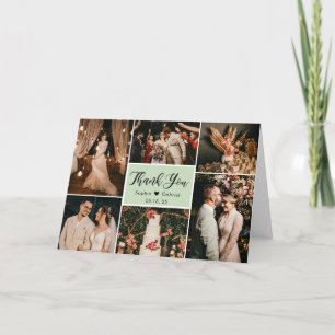 Carte De Remerciements Calligraphie moderne 6 Photo Collage Mariage