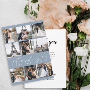 Carte De Remerciements Calligraphie moderne 9 Collage photo Dusty Blue