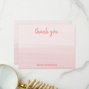 Carte De Remerciements Calligraphie moderne Blush Pink Aquarelle Ombre