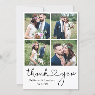 Carte De Remerciements Calligraphie moderne Coeur 4 Mariage photo