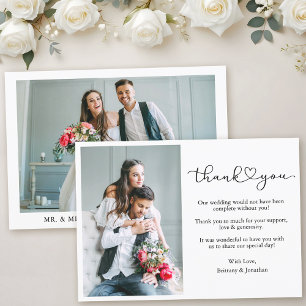 Carte De Remerciements Calligraphie moderne Coeur Script 2 Mariage photo