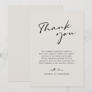 Carte De Remerciements Calligraphie moderne Élégant Éclairage Mariage sim