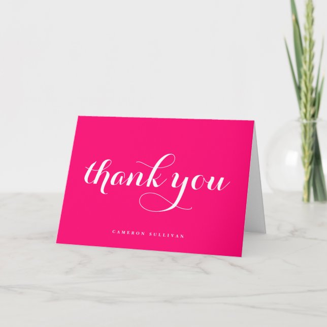 Carte De Remerciements Calligraphie moderne gras rose chaud (Devant)