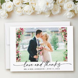 Carte De Remerciements Calligraphie moderne Ink Pen Love Mariage Photo