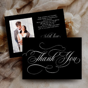 Carte De Remerciements Calligraphie moderne intemporelle mariage noir et 